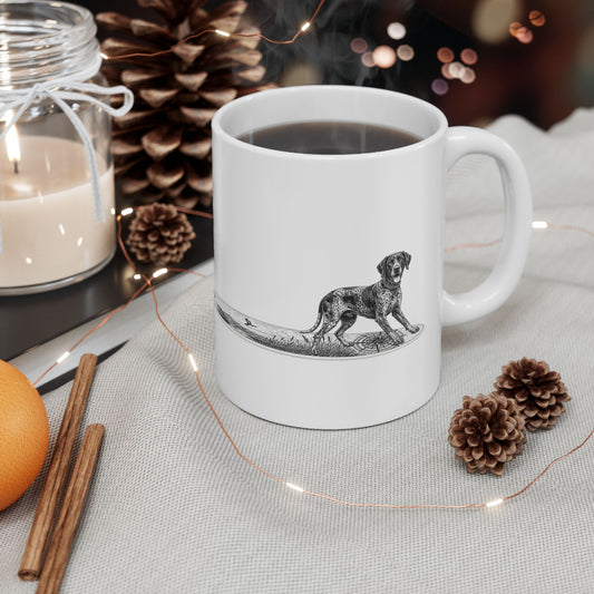 German Shorthaired Pointer Point Break Surfboard 11oz Coffee Mug