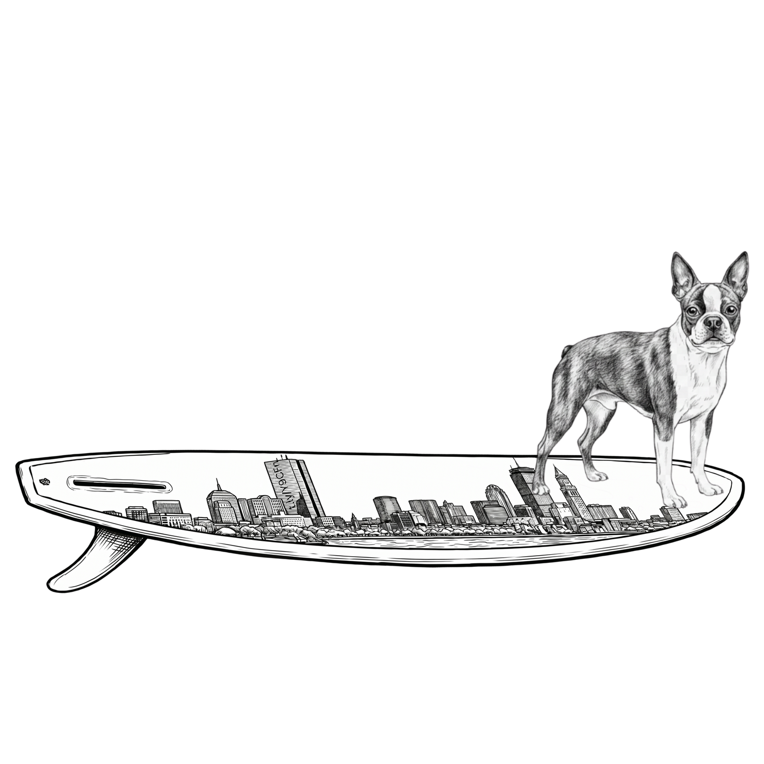 BOSTON TERRIER - Boston Skyline Surfboard