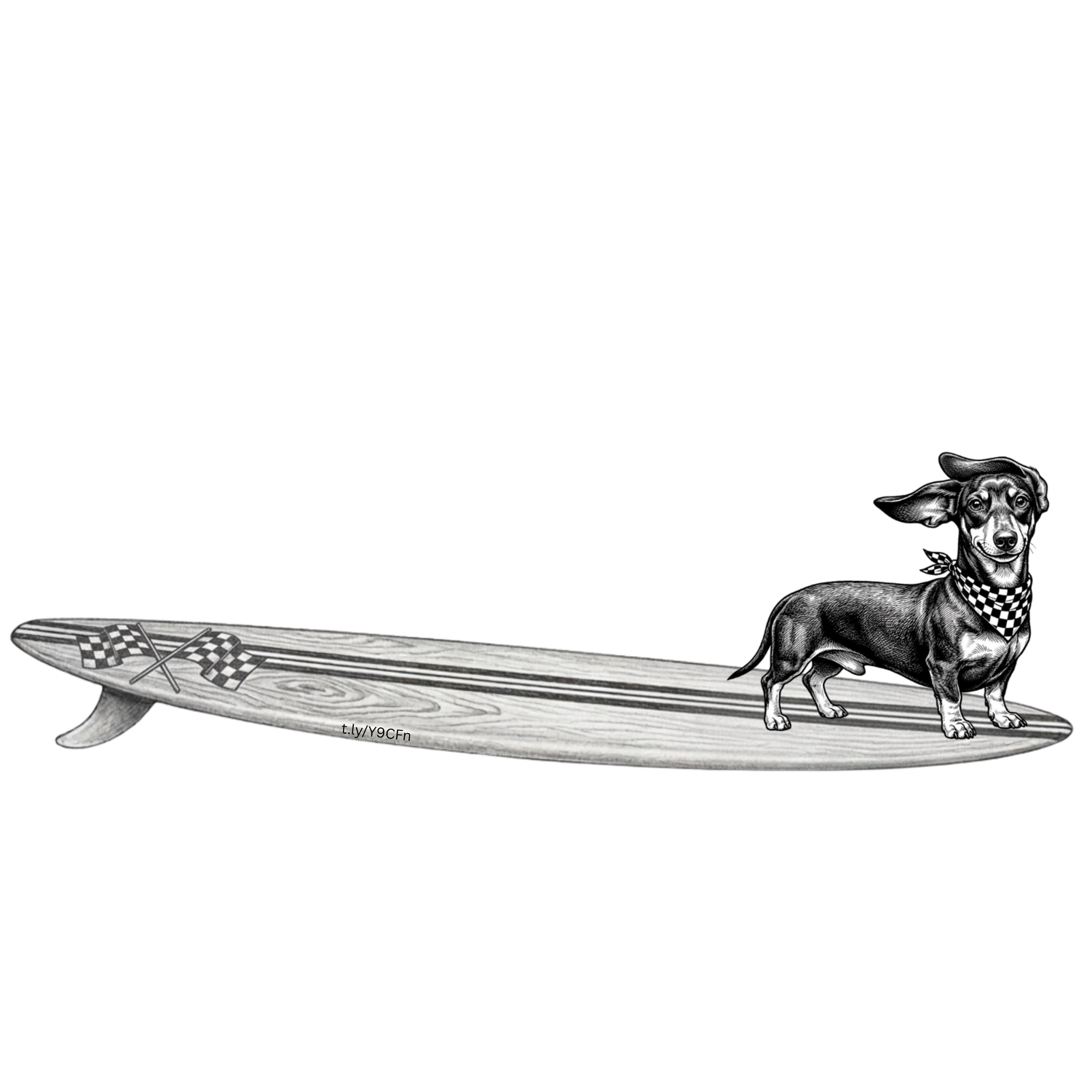 DACHSHUND - Racing Flags Surfboard