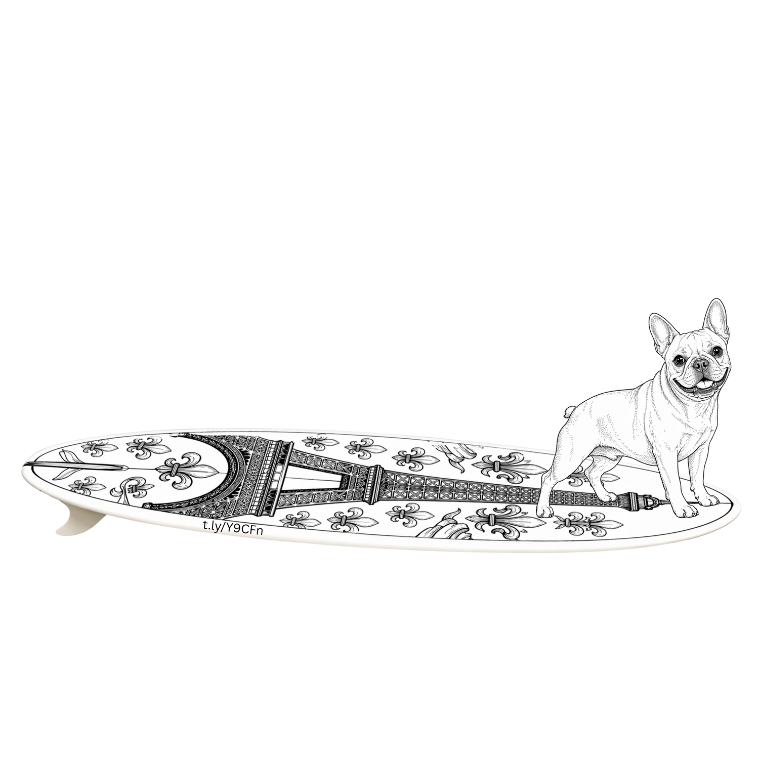 FRENCH BULLDOG - Eiffel Tower Surfboard