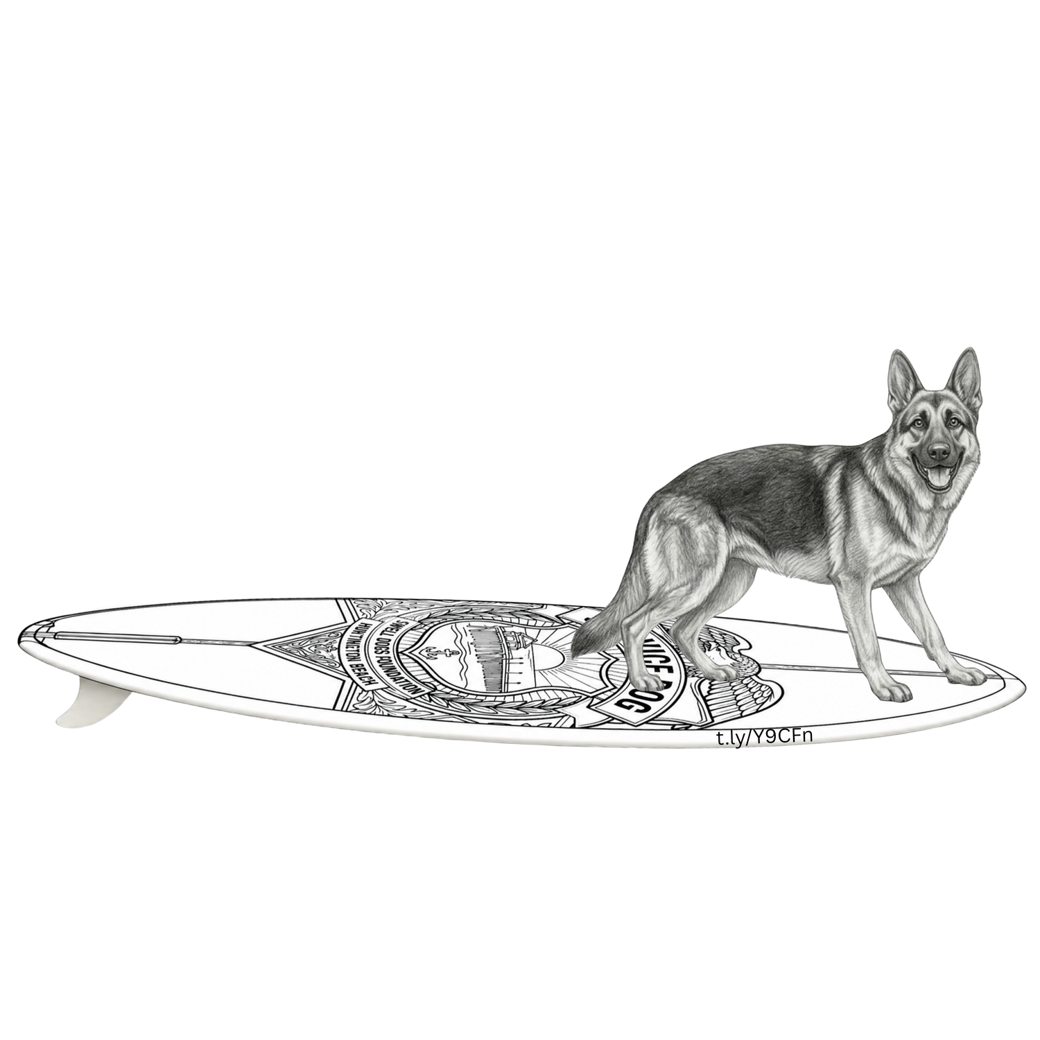 GERMAN SHEPHERD Service Dog Surfboard