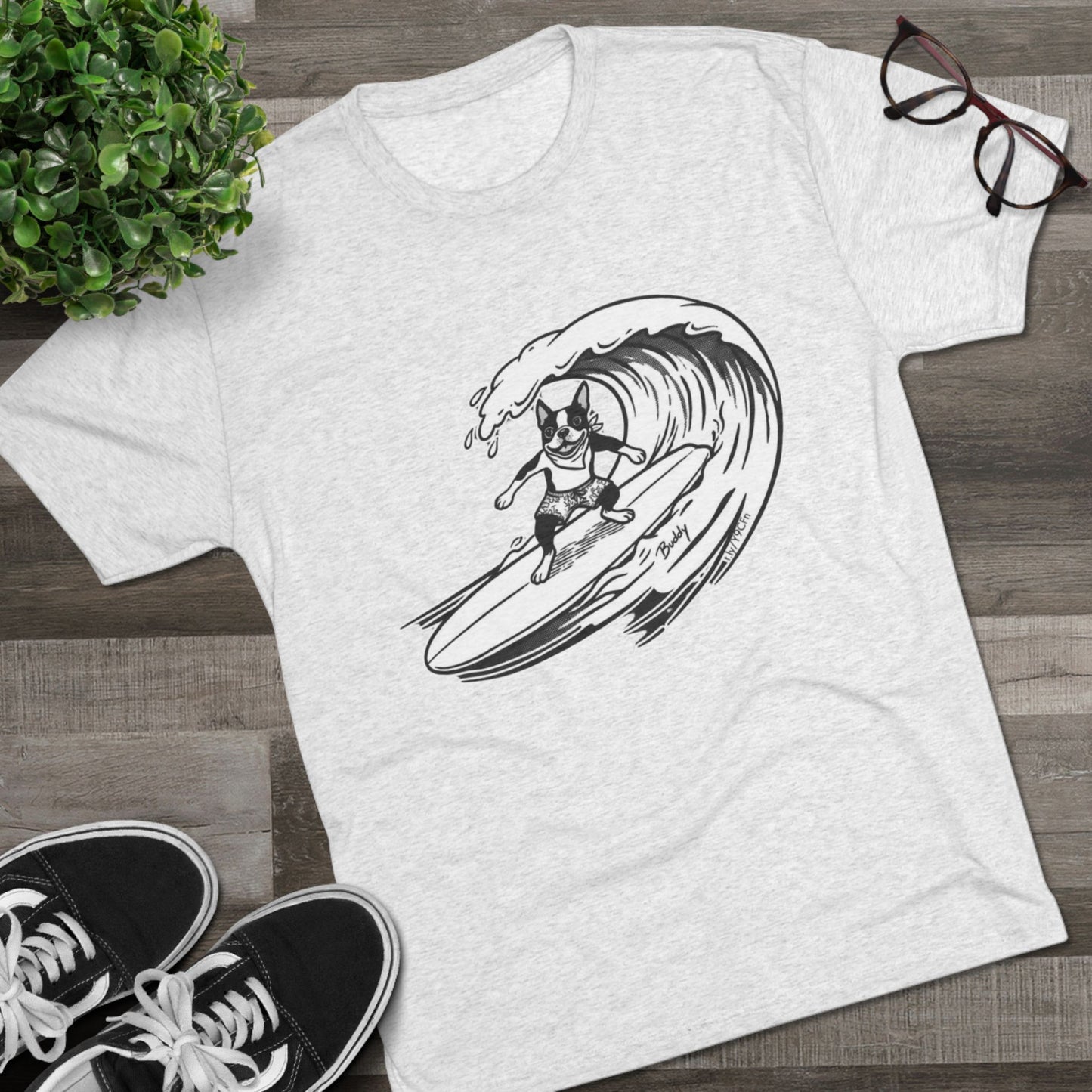 Boston Terrier Barrel Surf T-Shirt