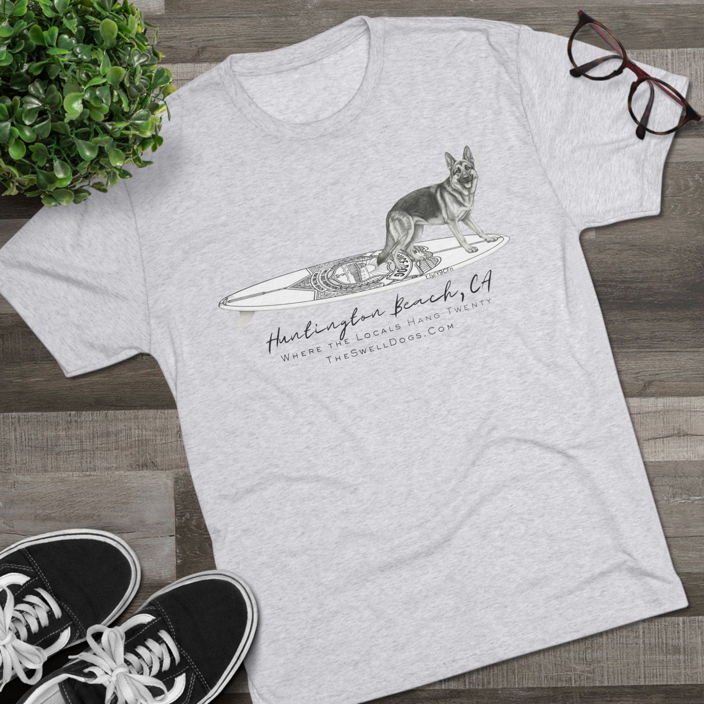 German Shepherd Service Dog Surfboard HB Edition T-Shirt