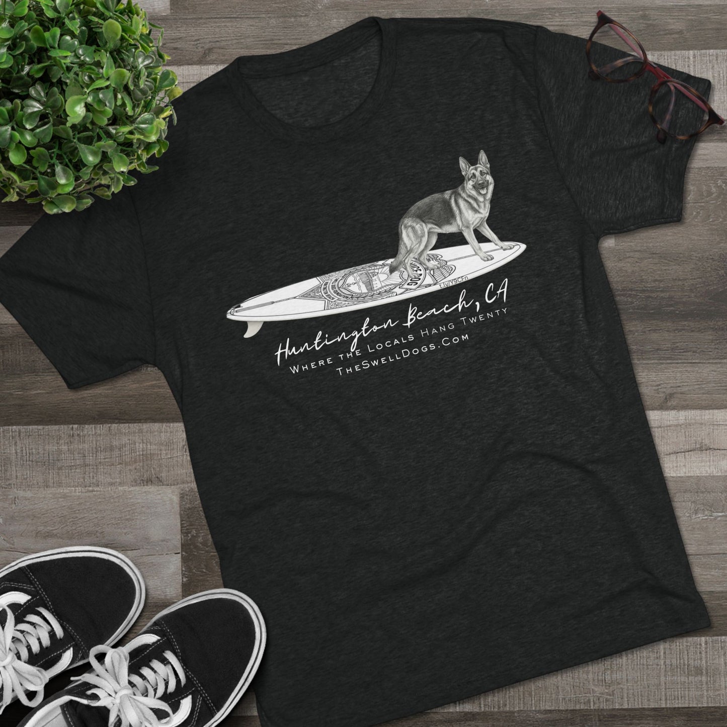 German Shepherd Service Dog Surfboard HB Edition T-Shirt