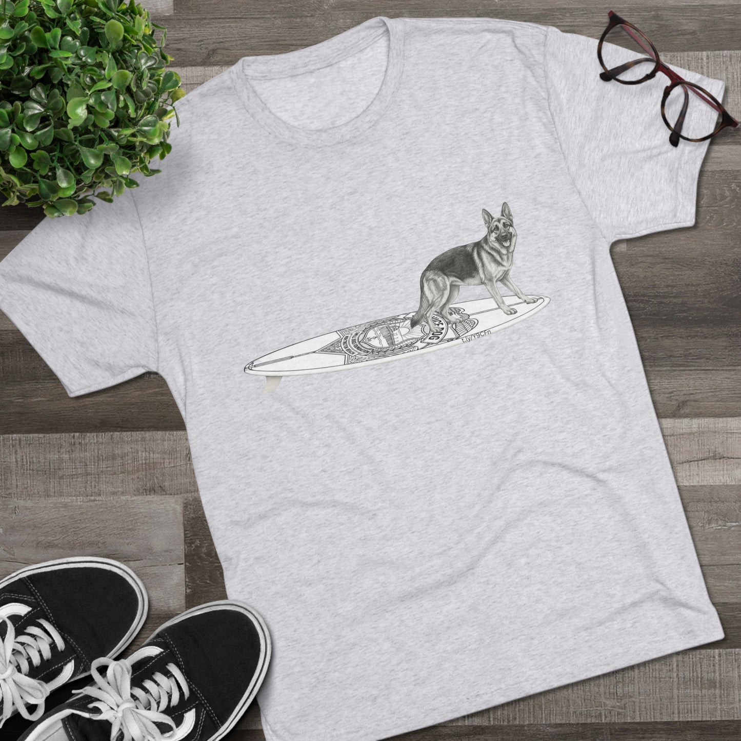 German Shepherd Service Dog Surfboard T-Shirt