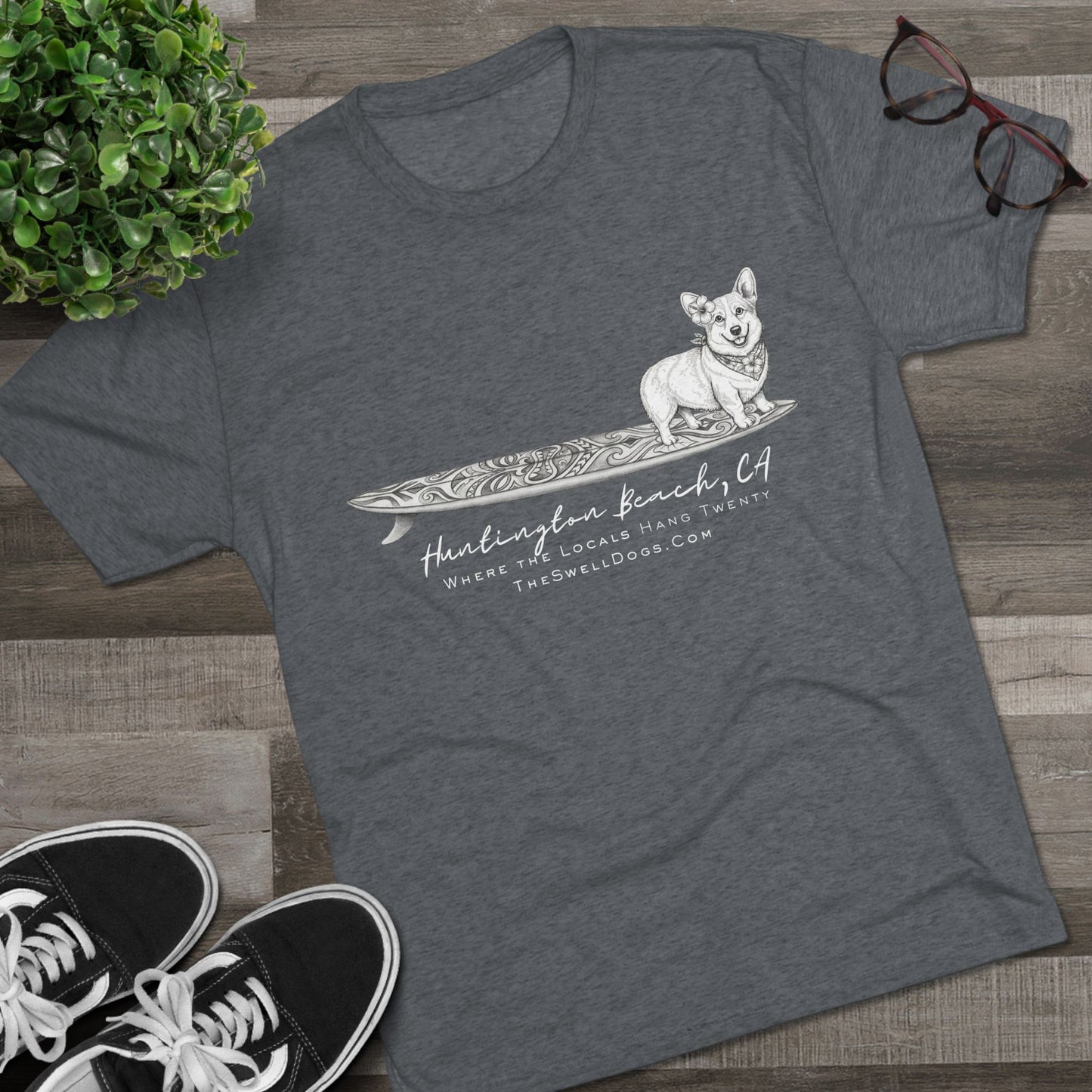 Corgi Tiki Surfboard HB Edition T-shirt