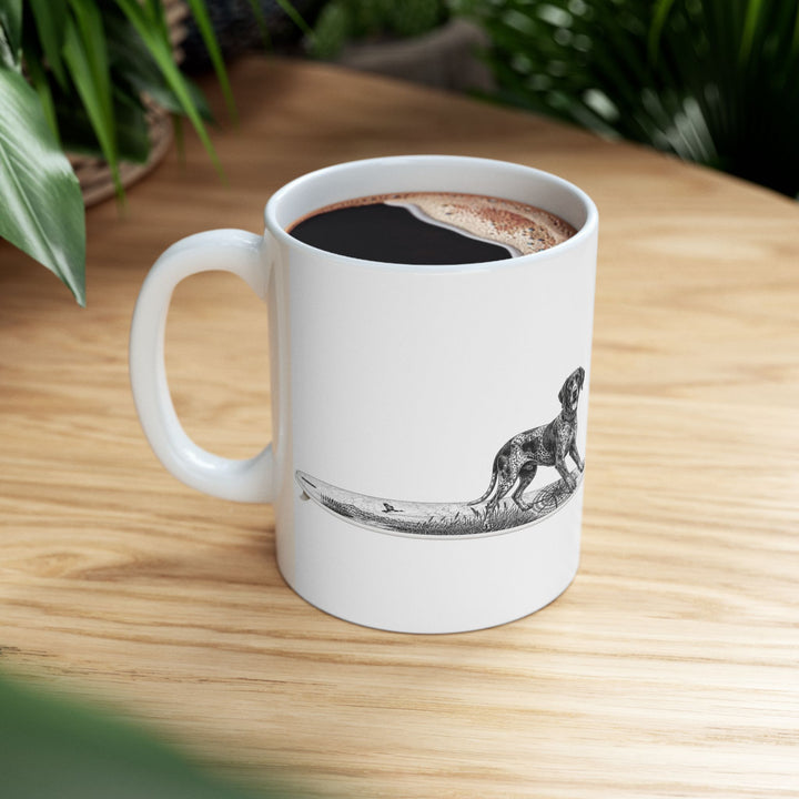 German Shorthaired Pointer Point Break Surfboard 11oz Coffee Mug