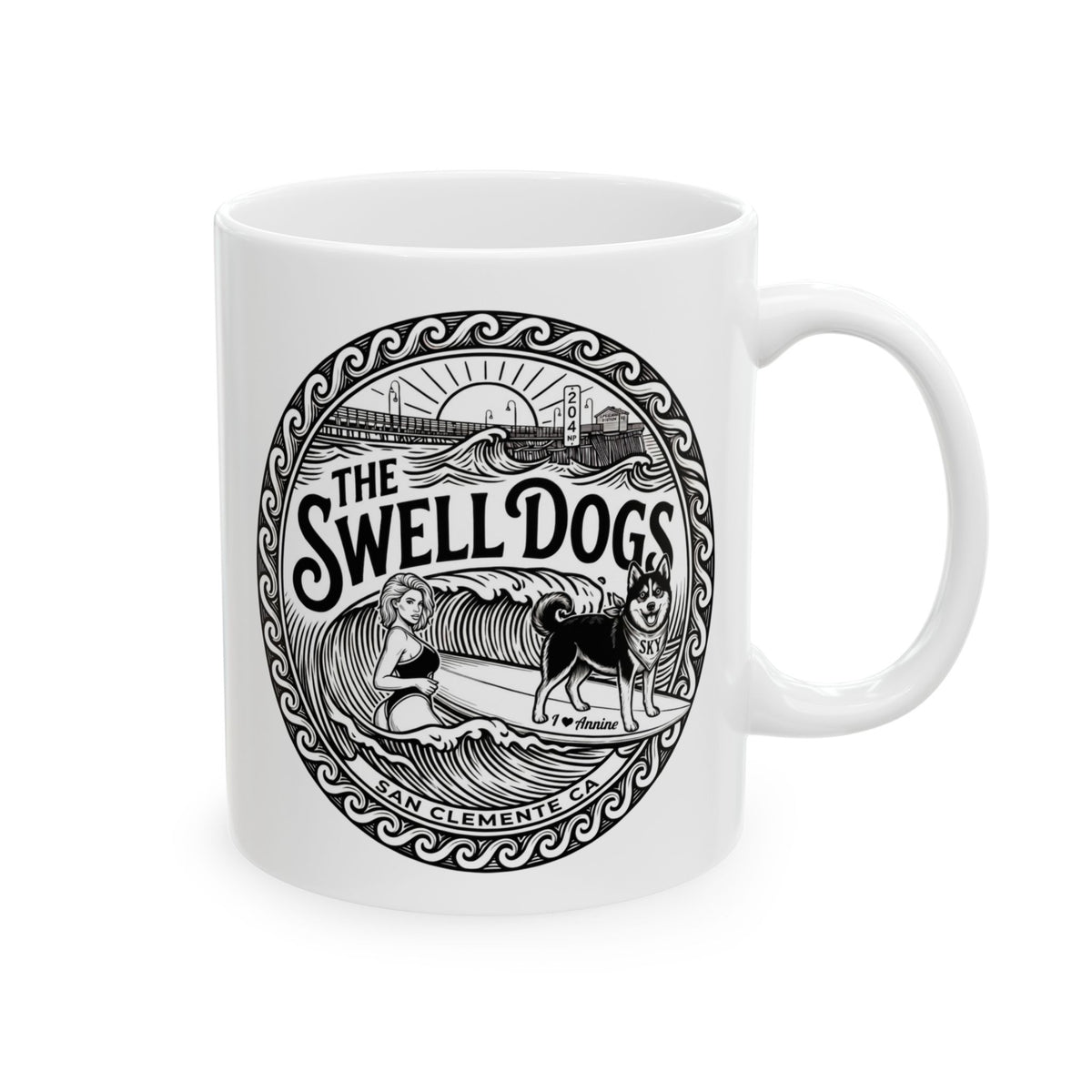 Annine and Sky Swell Dogs 11 oz Coffee Mug