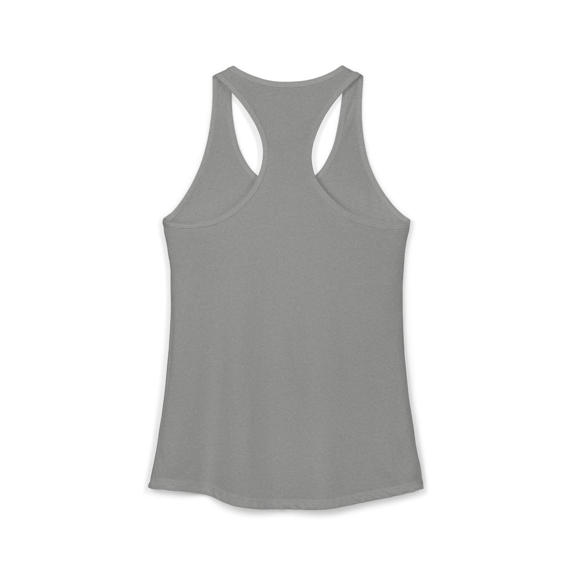Gray Racerback tank back view — surf inspired dog lover tee — The Swell Dogs Huntington Beach