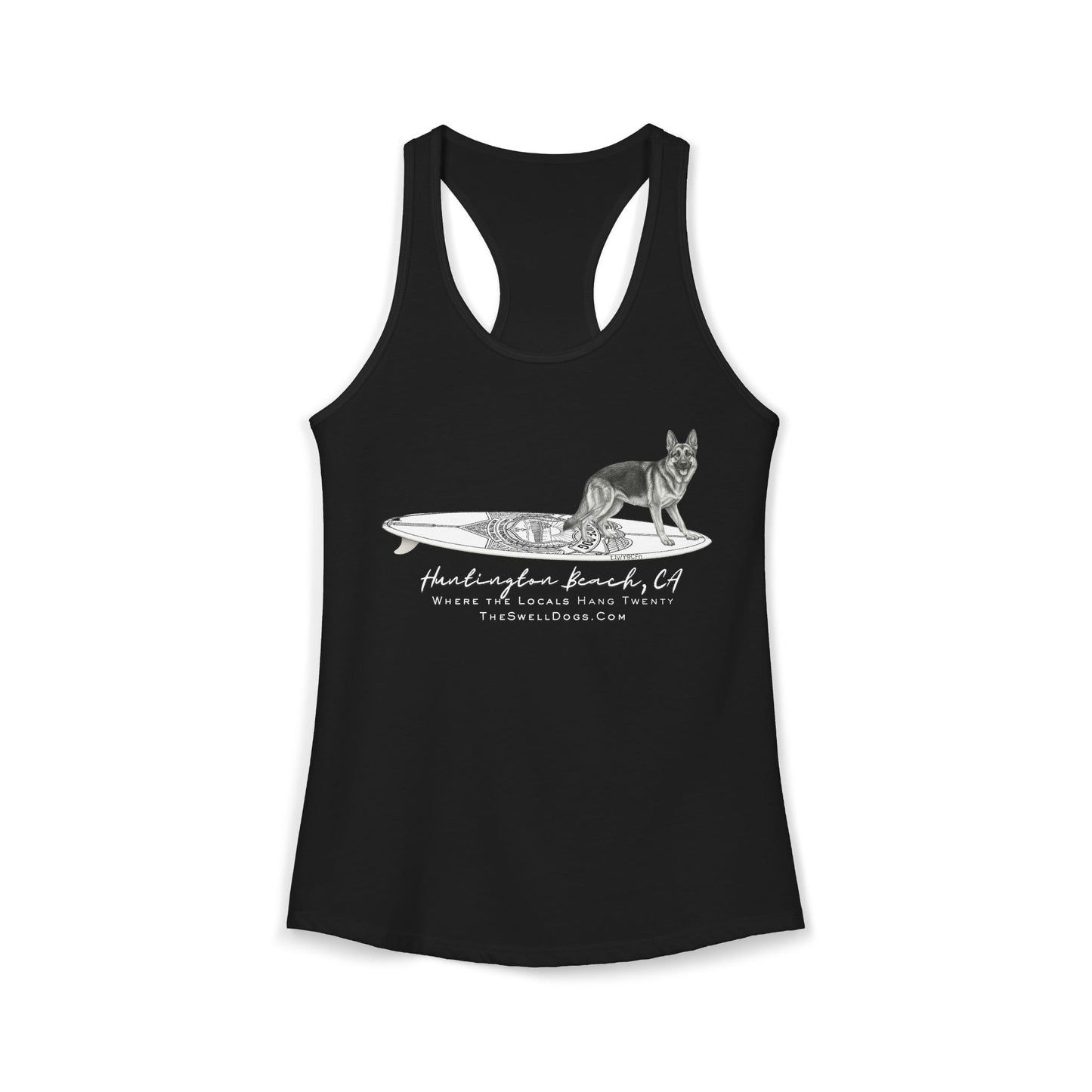 German Shepherd Service Dog Surfboard HB Edition Racerback Tank