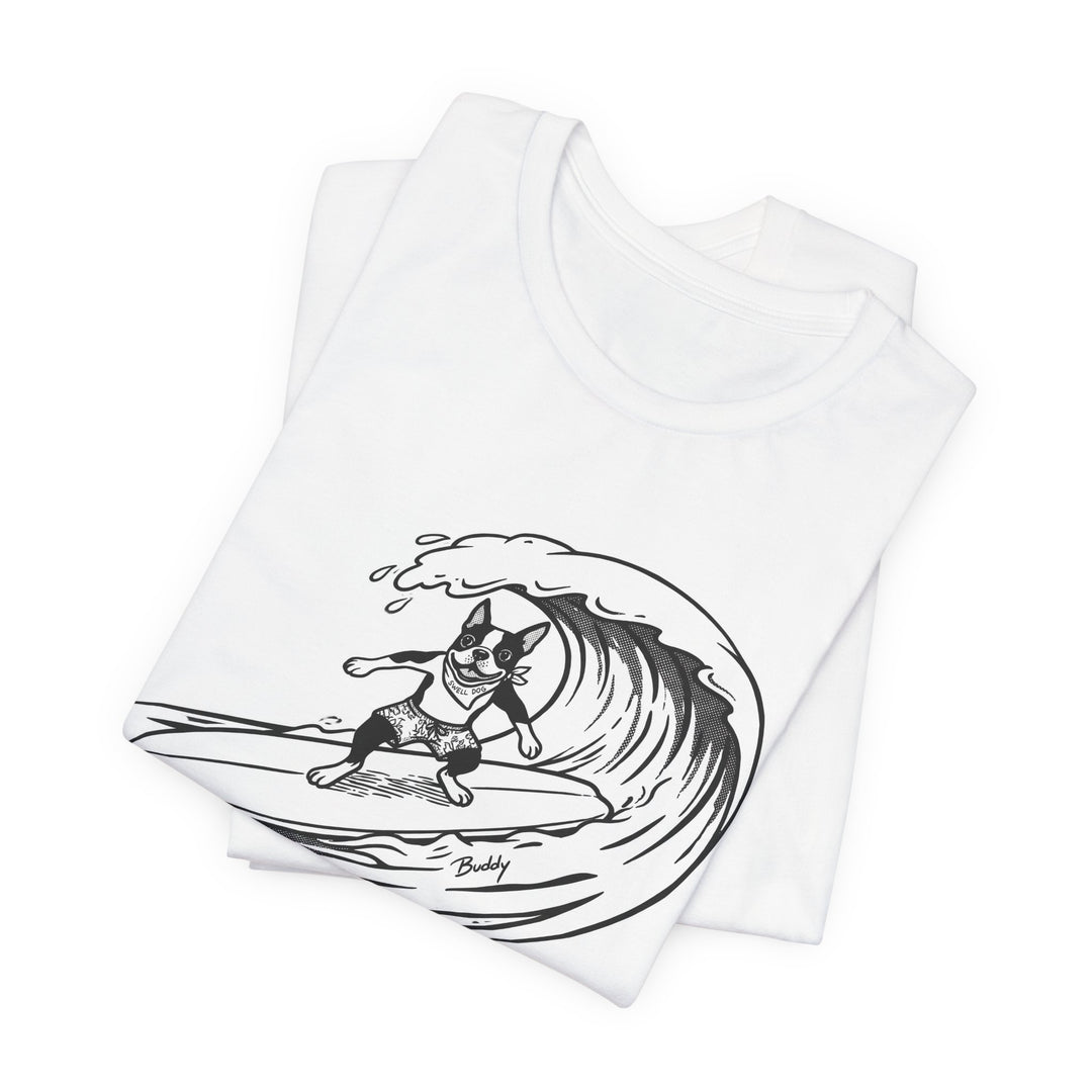Boston Terrier Barrel Surf T-Shirt