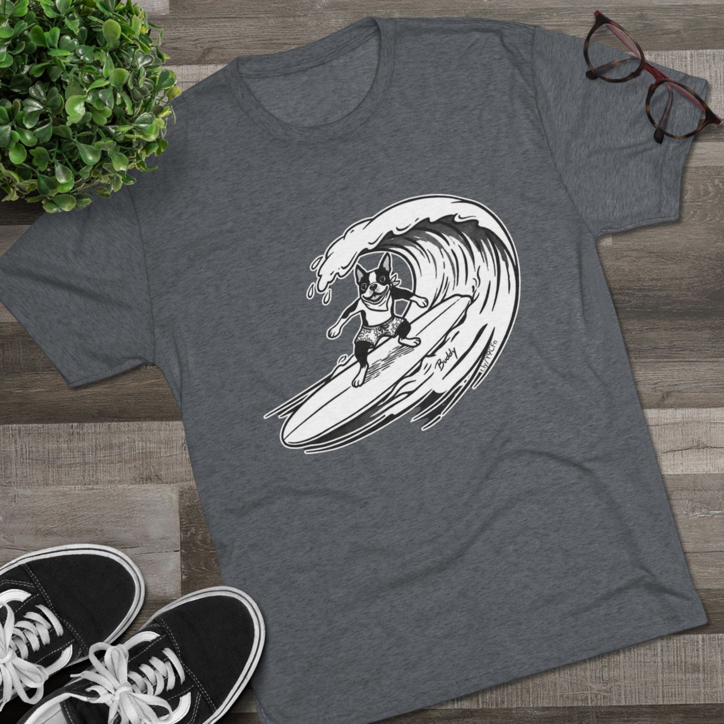 Boston Terrier Barrel Surf T-Shirt