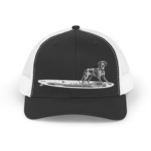 German Shorthaired Pointer Point Break Surfboard Trucker Hat
