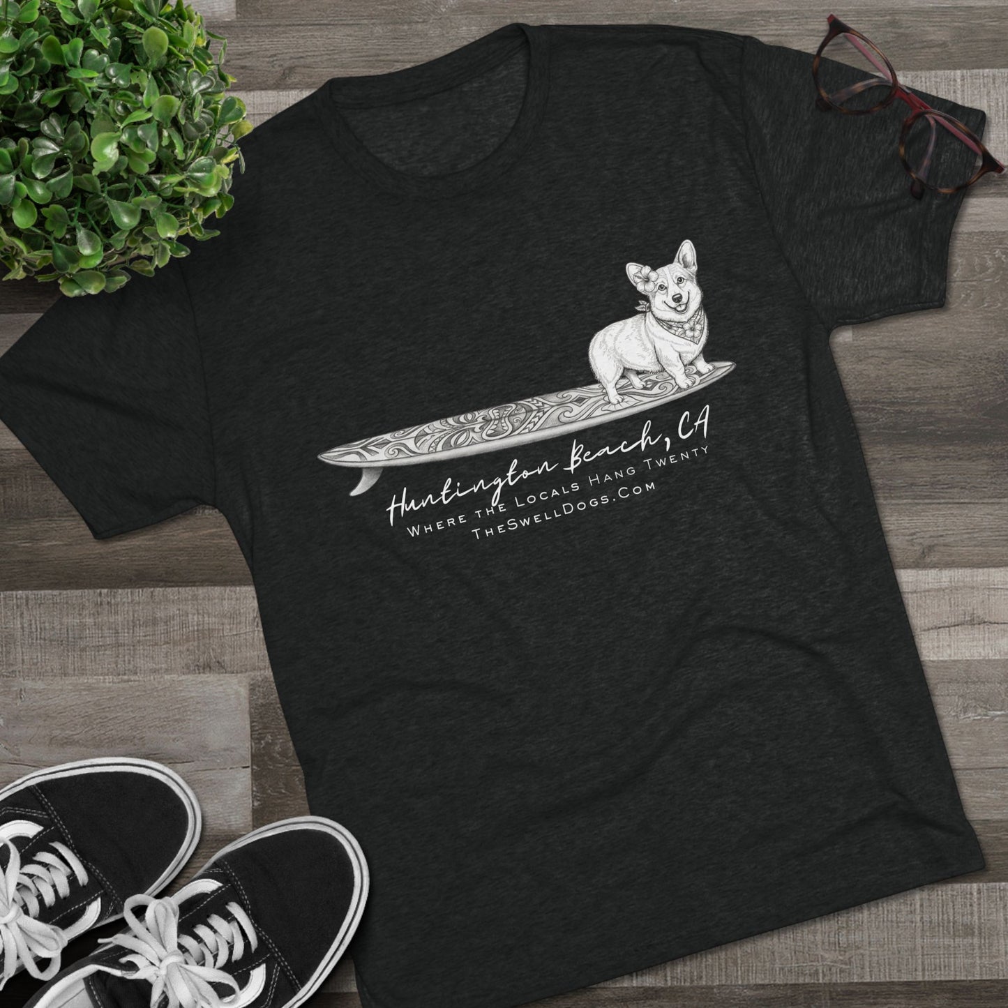 Corgi Tiki Surfboard HB Edition T-shirt