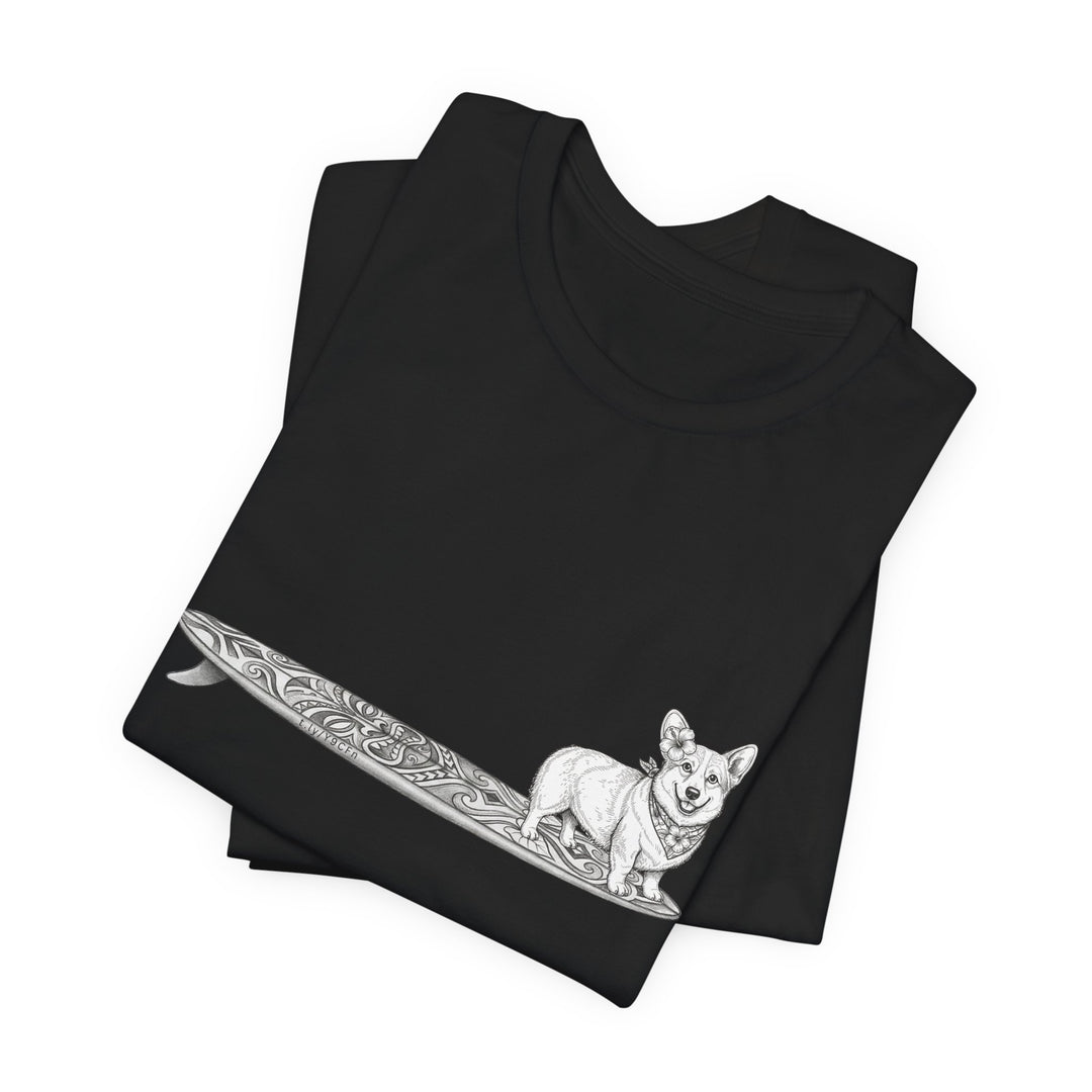 Corgi Tiki Surfboard T-shirt
