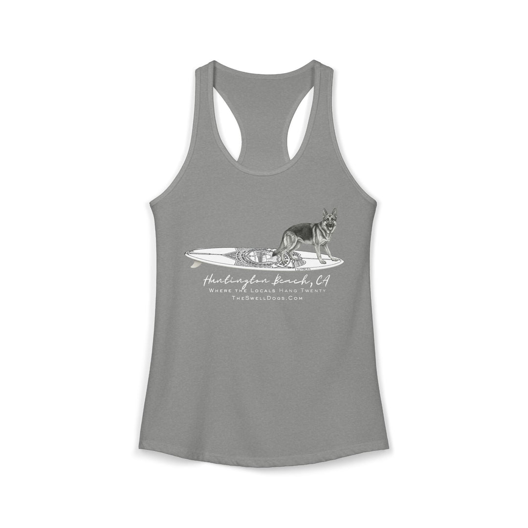 German Shepherd Service Dog Surfboard HB Edition Racerback Tank