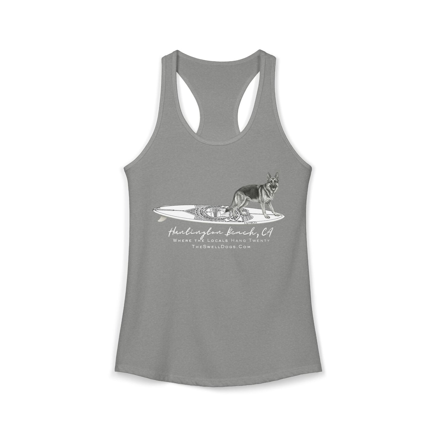 German Shepherd Service Dog Surfboard HB Edition Racerback Tank