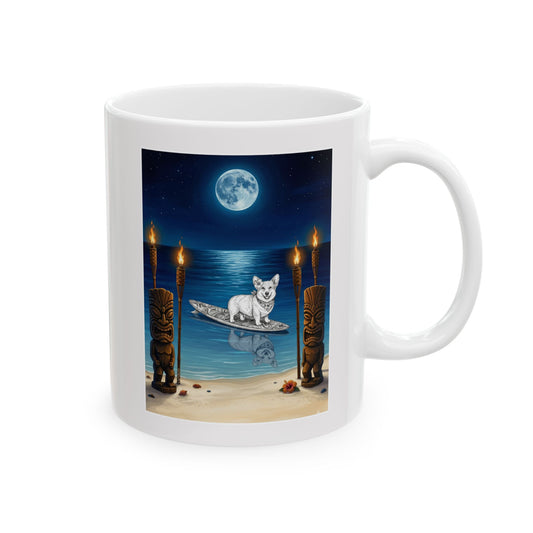 Corgi Moonlit Tiki Surfboard 11 oz Coffee Mug