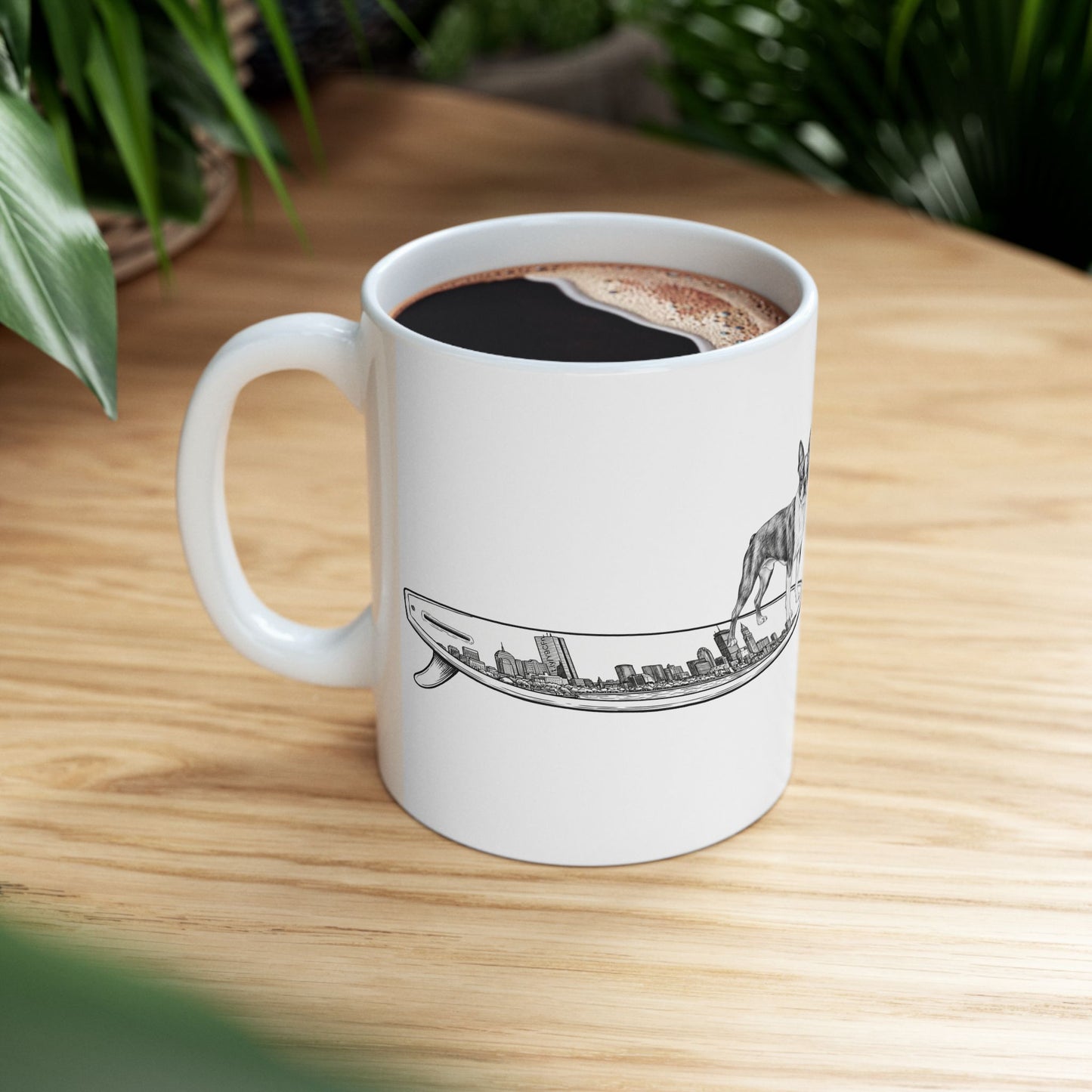 Boston Terrier gift for coffee lovers — surf dog mug — Buddy the Swell Dog — The Swell Dogs