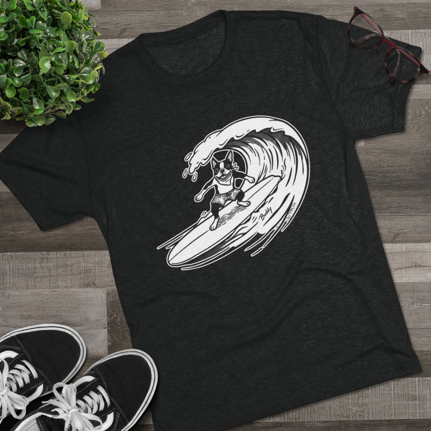 Boston Terrier Barrel Surf T-Shirt