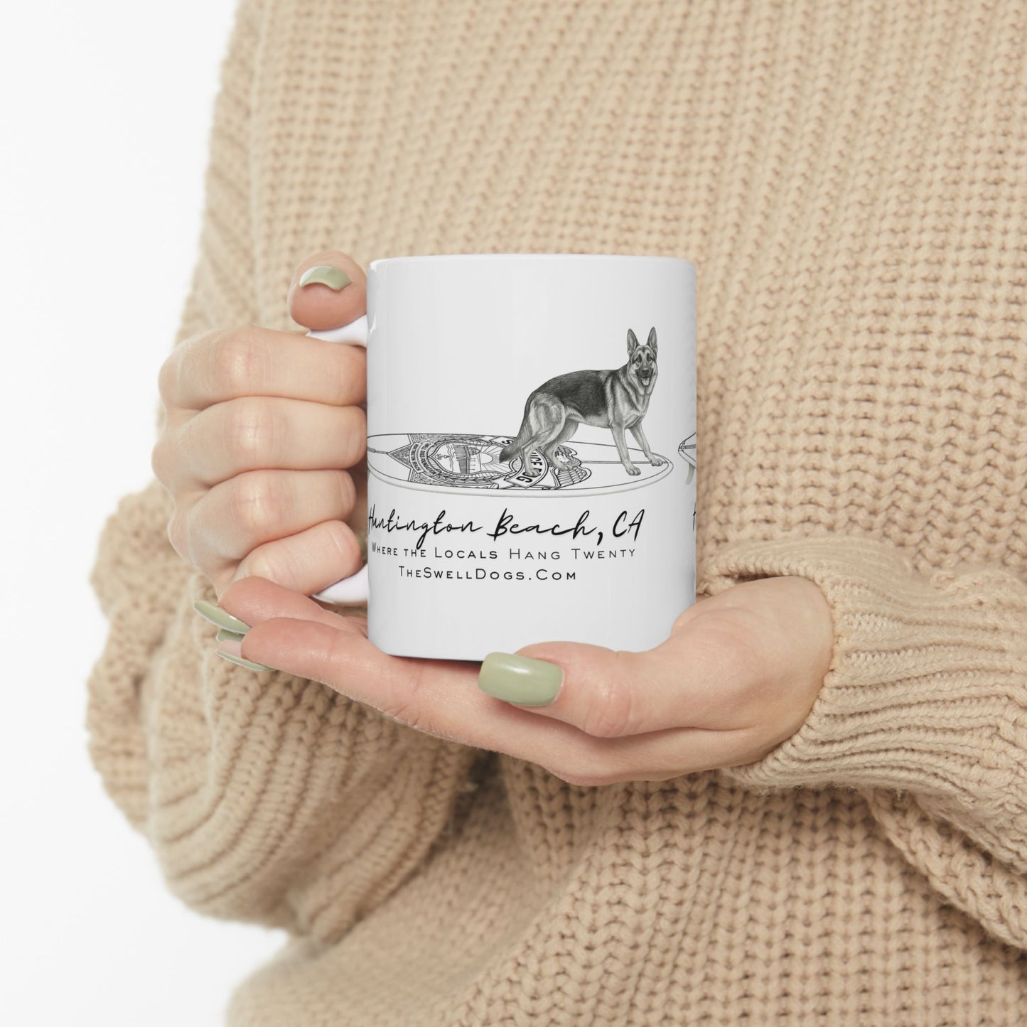 German Shepherd Service Dog Surfboard HB Edition 11oz Coffee Mug