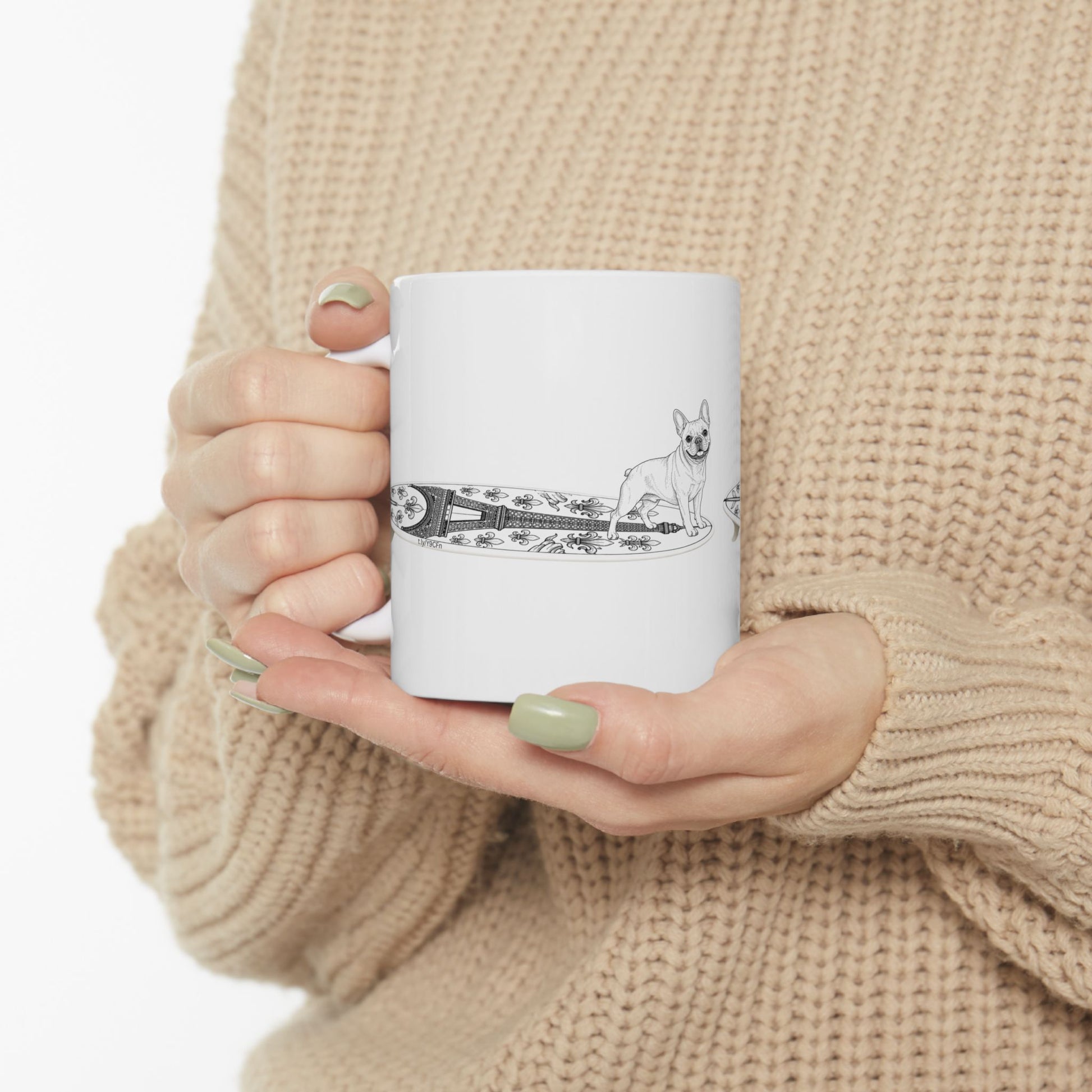 French Bulldog coffee mug — surf dog gift for Frenchie owners — The Swell Dogs HB.