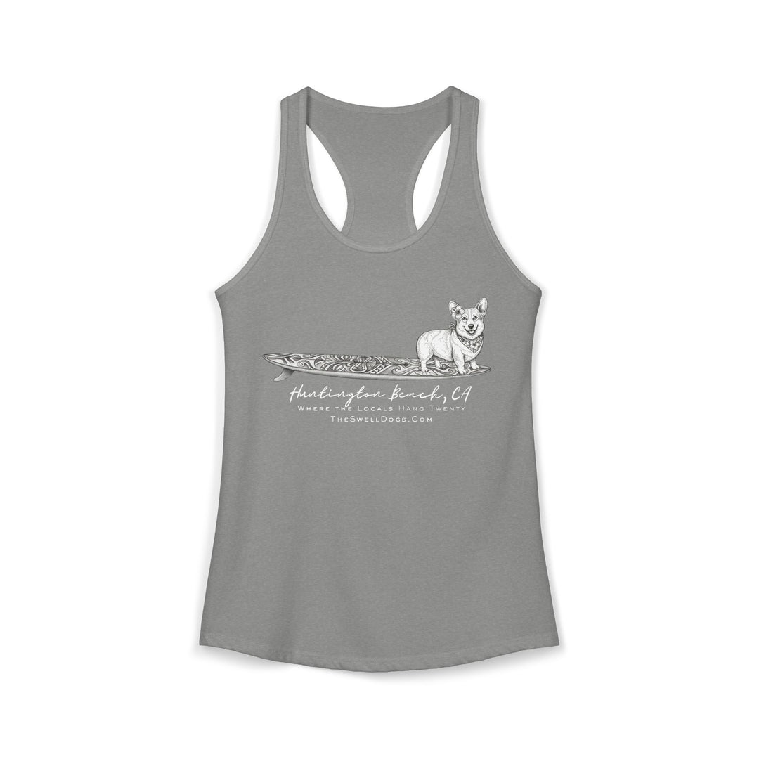 Corgi Tiki Surfboard HB Edition Racerback Tank