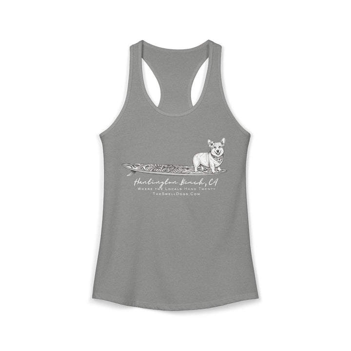 Corgi Tiki Surfboard HB Edition Racerback Tank