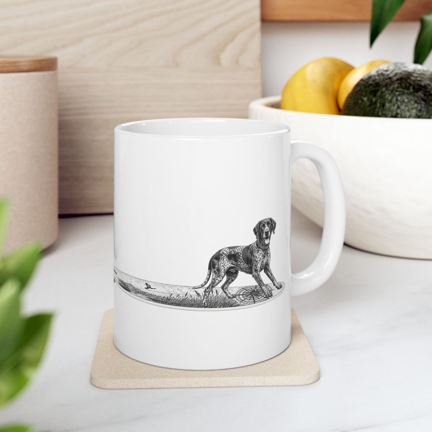 German Shorthaired Pointer Point Break Surfboard 11oz Coffee Mug