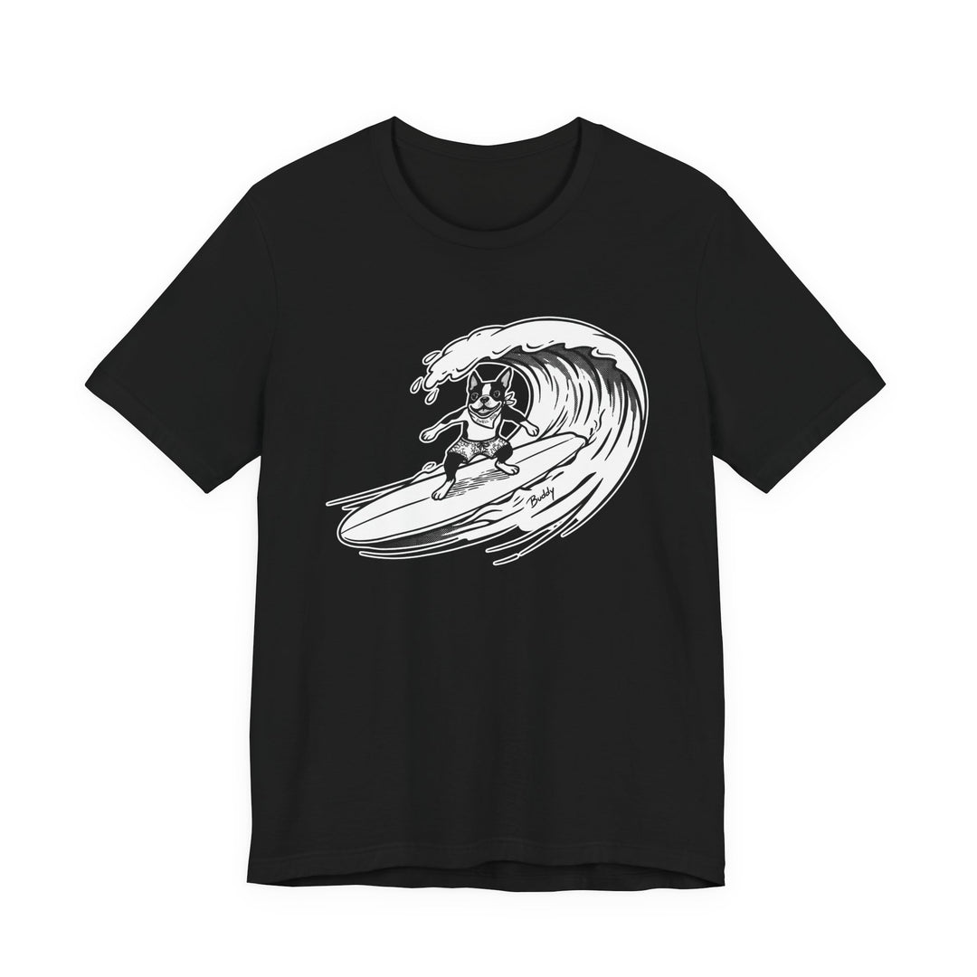 Boston Terrier Barrel Surf T-Shirt