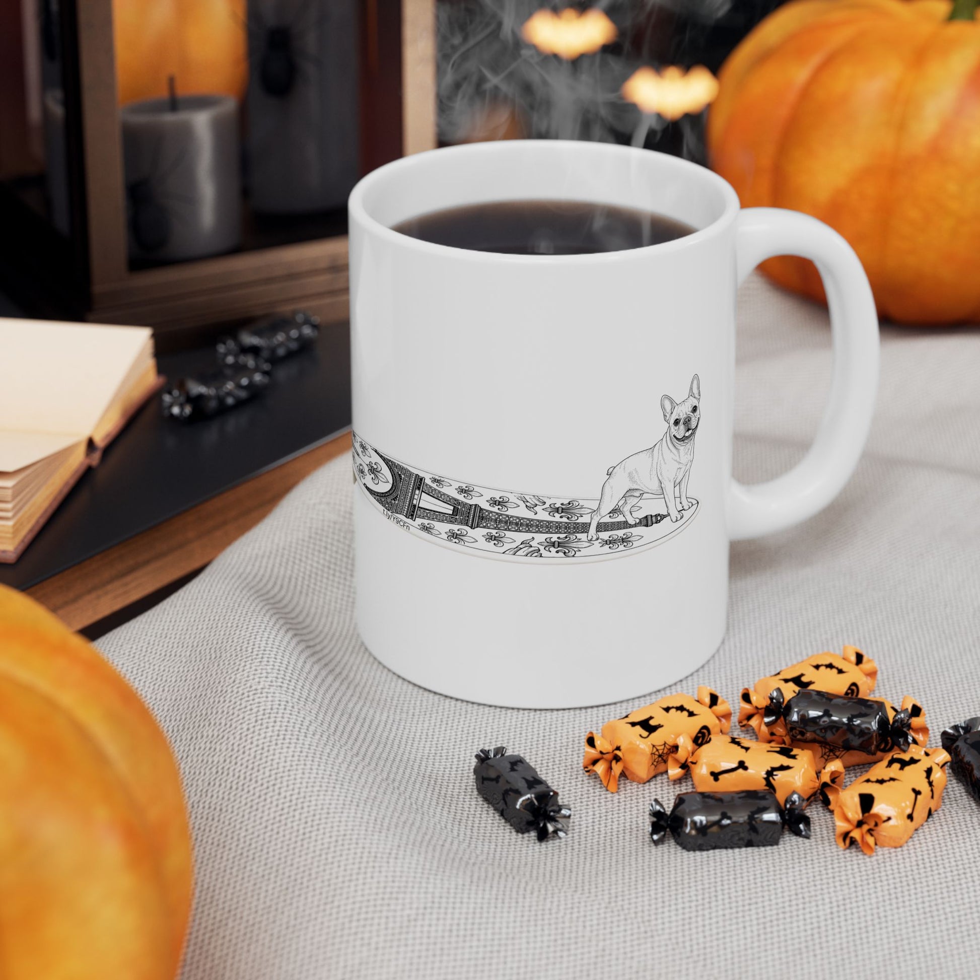 French Bulldog coffee mug — surf dog gift for Frenchie owners — The Swell Dogs HB.