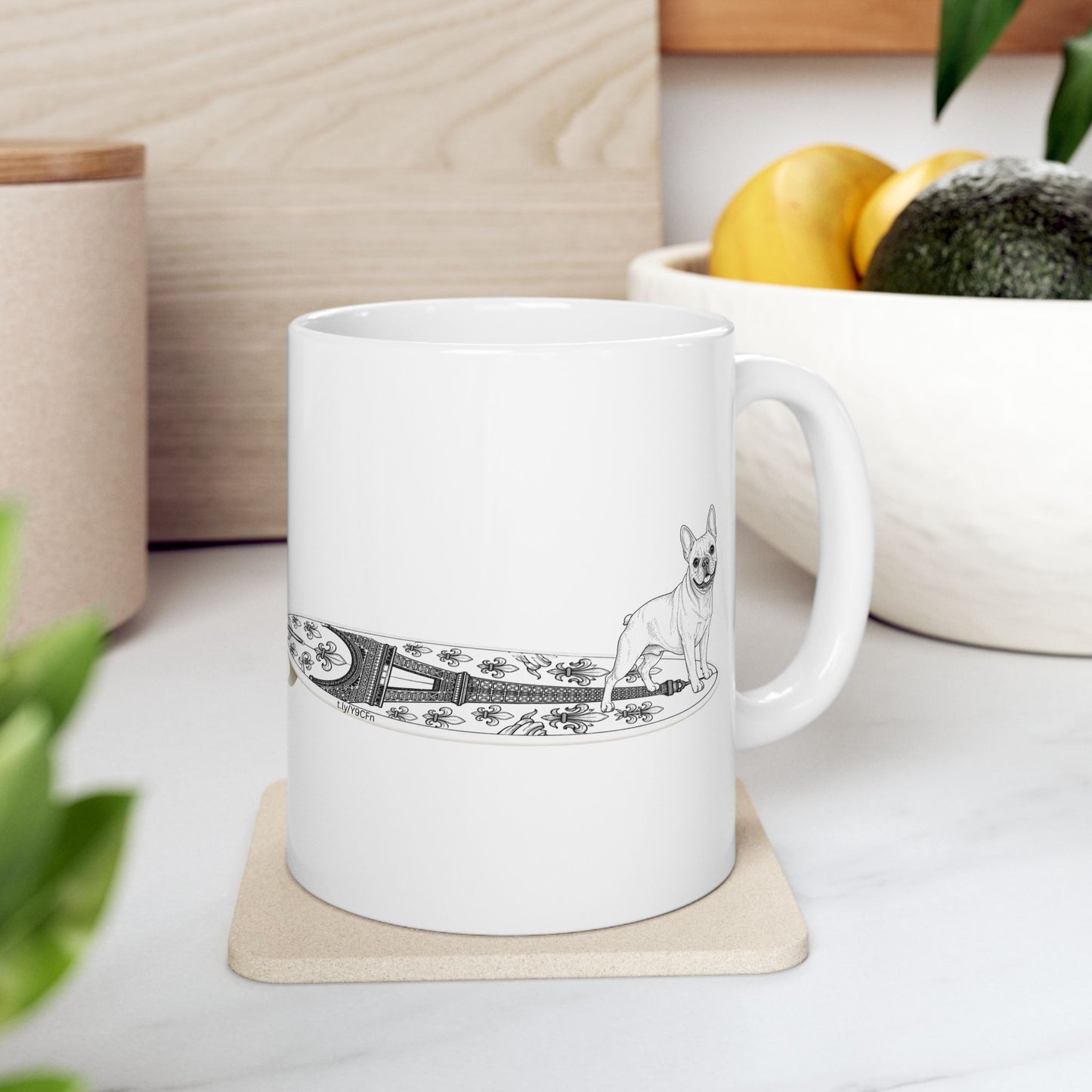 French Bulldog coffee mug — surf dog gift for Frenchie owners — The Swell Dogs HB.