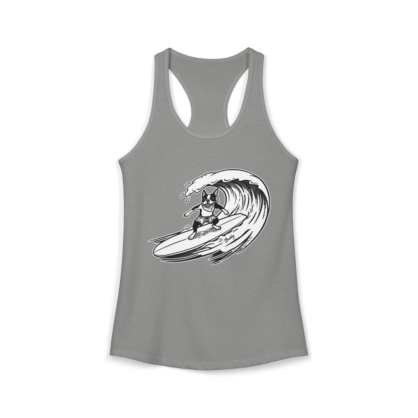 Boston Terrier Barrel Surf Racerback Tank
