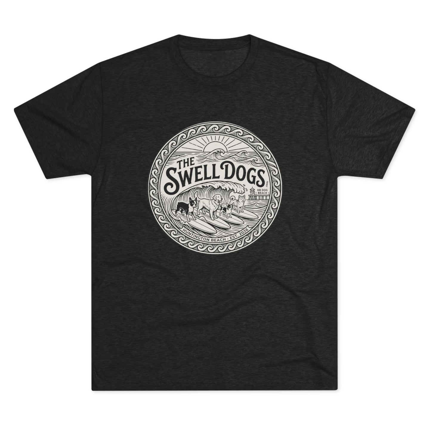 Black tshirt with The Swell dogs logo on it.