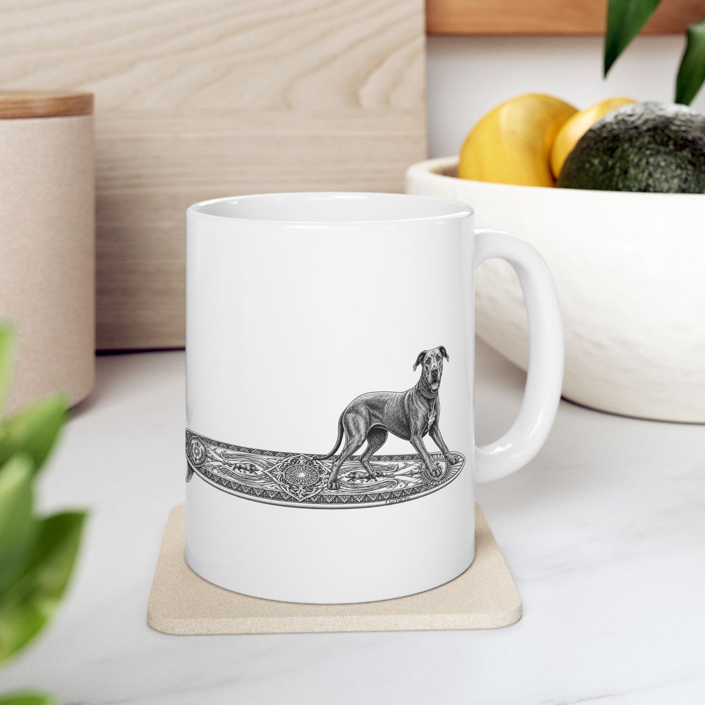 Great Dane Apollo Tide Surfboard 11 oz Coffee Mug