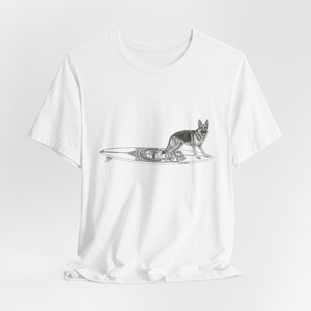 German Shepherd Service Dog Surfboard T-Shirt