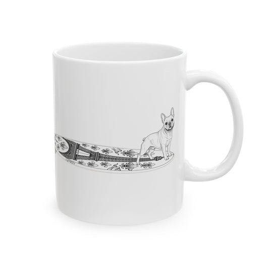 French Bulldog coffee mug — surf dog gift for Frenchie owners — The Swell Dogs HB.