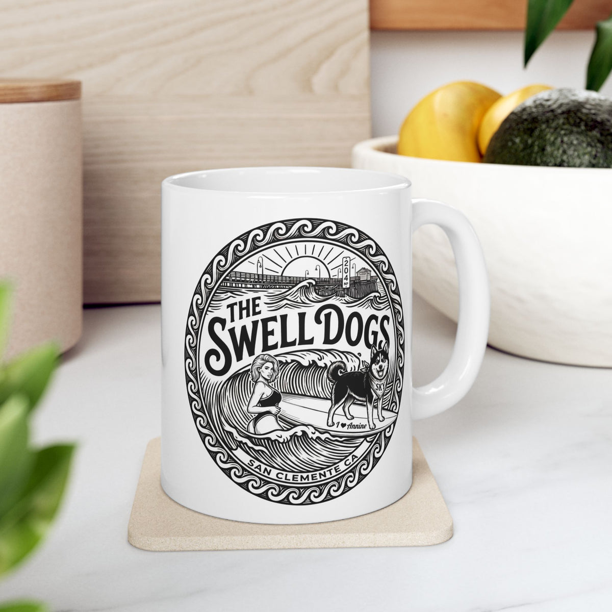 Annine and Sky Swell Dogs 11 oz Coffee Mug