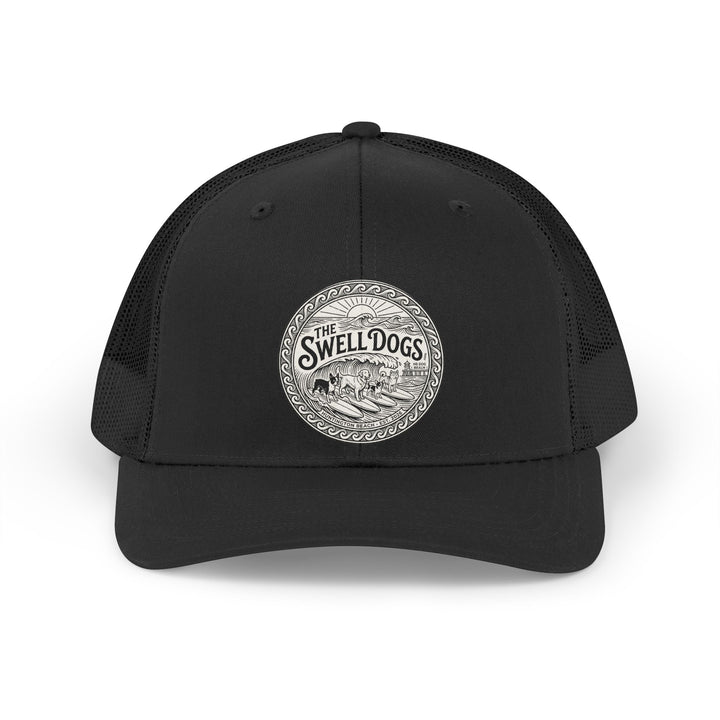 Black trucker hat with The Swell Dogs logo on the front.