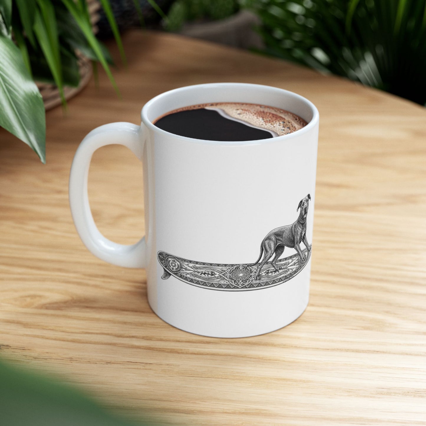 Great Dane Apollo Tide Surfboard 11 oz Coffee Mug