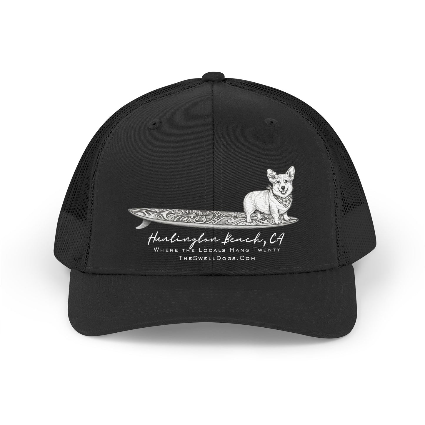 Corgi Tiki Surfboard HB Edition Trucker Hat
