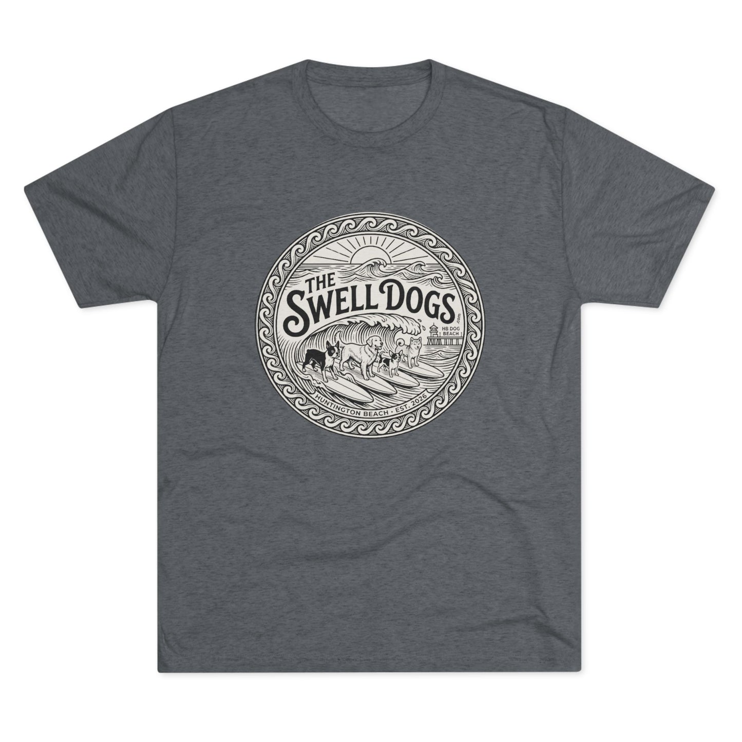 Gray tshirt with The Swell dogs logo on it.