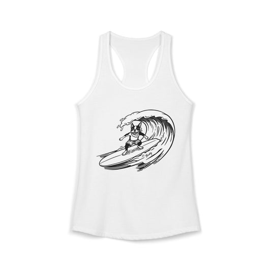 Boston Terrier Barrel Surf Racerback Tank