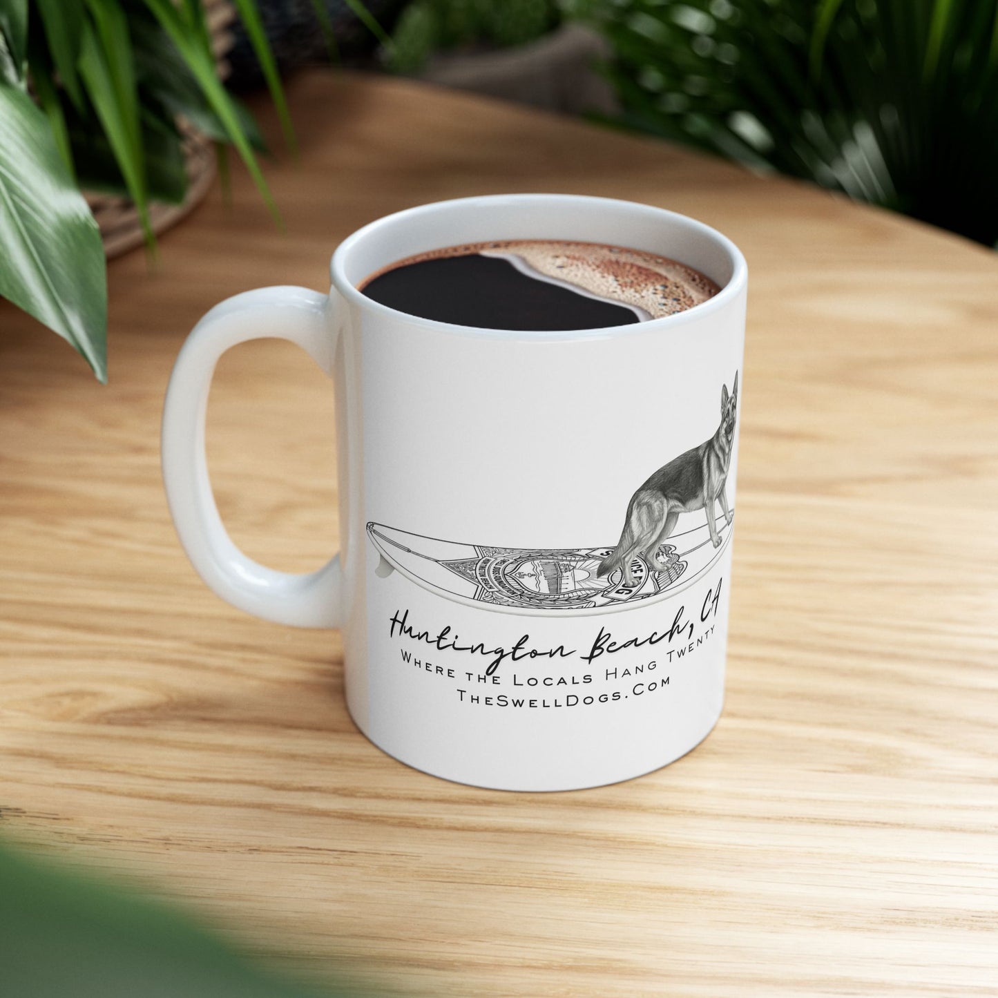 German Shepherd Service Dog Surfboard HB Edition 11oz Coffee Mug