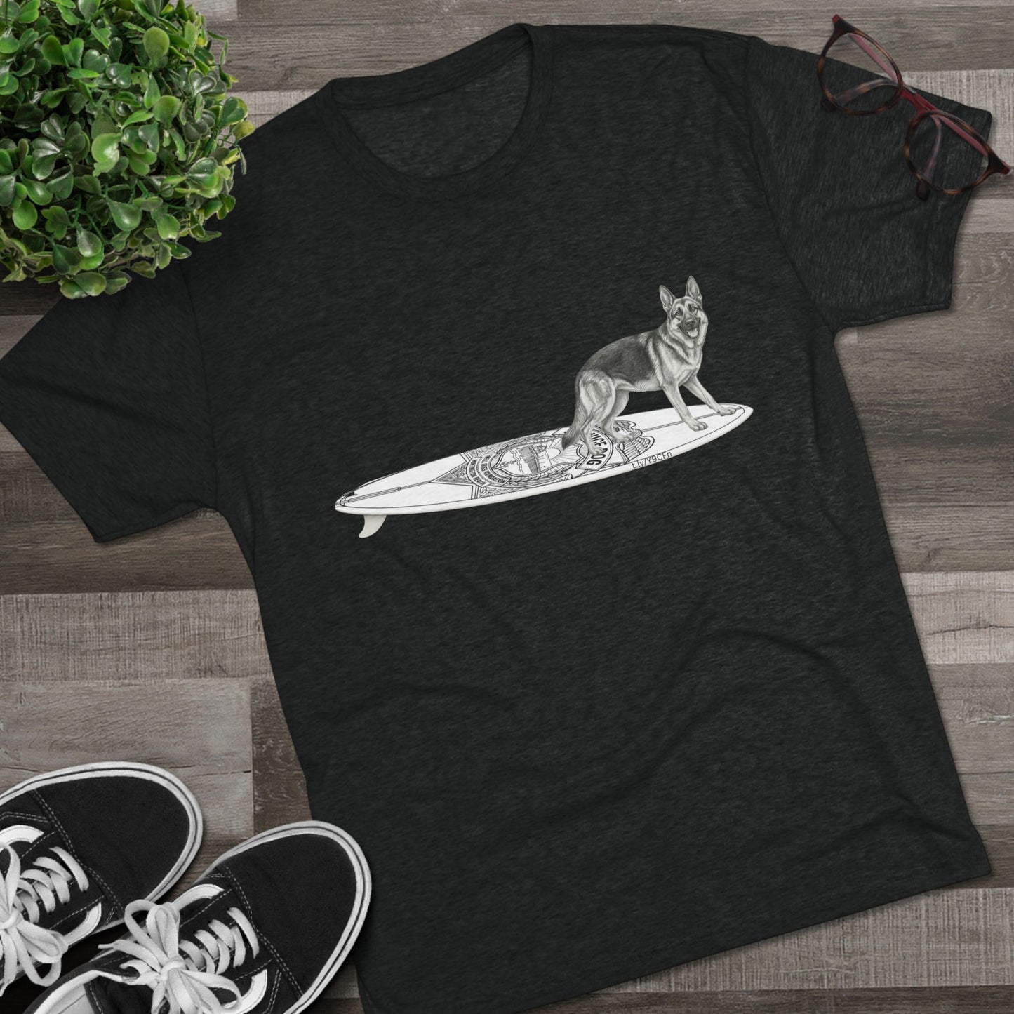German Shepherd Service Dog Surfboard T-Shirt