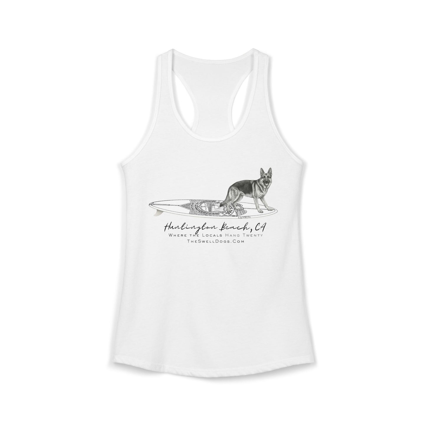 German Shepherd Service Dog Surfboard HB Edition Racerback Tank