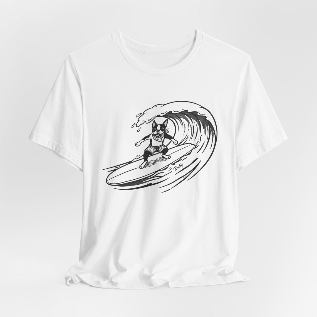Boston Terrier Barrel Surf T-Shirt